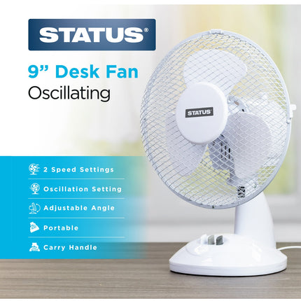 Status 9" Oscillating Desk Fan