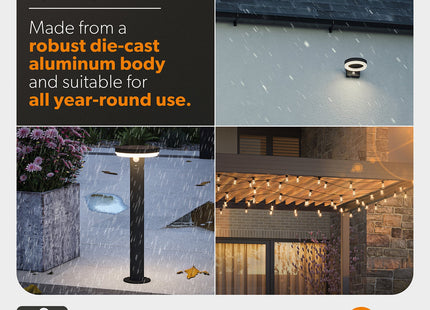 4lite Antheia Solar Sleek IP54 LED Outdoor Wall Light with Built in PIR Motion Sensor