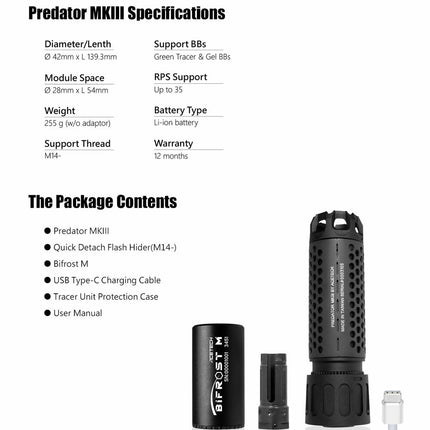 Acetech Predator MKIII With Bifrost Tracer (Black)
