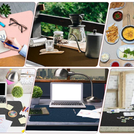 Premium PU Leather Desk Mat Protector Waterproof - Titanium Silver 60 x 35 CM