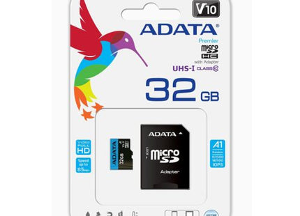 ADATA 32GB Premier Micro SDHC Card A1 Class 10 with SD Adapter