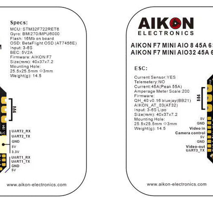 Aikon F7 Mini AIO 45A 6S Flight Controller