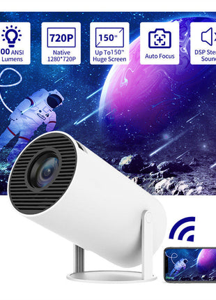 4K Portable Mini Projector - 180° Auto-Focus Home Cinema Projector with HD 1080P Support | Compact Smart Video Projector