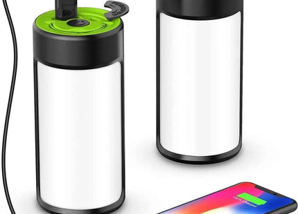 Rechargeable Camping Lantern LED 400LM 5 Modes Emergency Tent Light USB 2 Pack