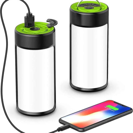 Rechargeable Camping Lights LED 400LM 5 Light Modes also Charges Phones - 2 Pack