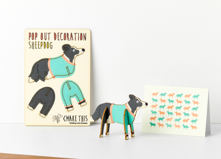 Pop Out Sheepdog Greeting Card