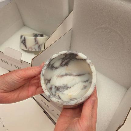 Calacatta Viola Marble Dog Bowl