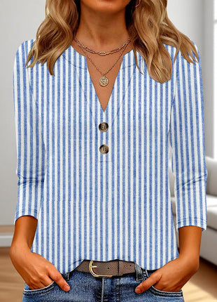 Casual Printed V-neck Top T-shirt Women's Clothing