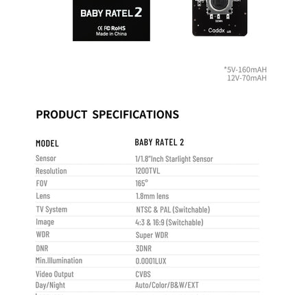 Caddx Baby Ratel 2 1200TVL 1.8mm FPV Camera
