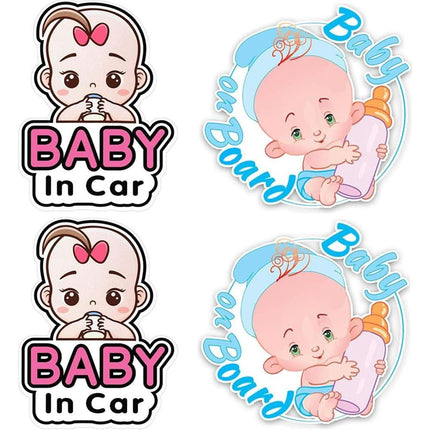 4 Packs Stickers Baby on Board /Baby in Car Window, Reflective Waterproof
