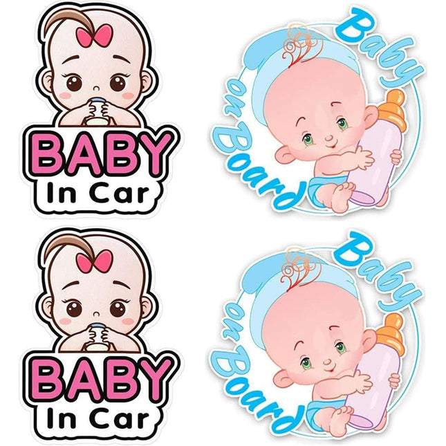 4 Packs Stickers Baby on Board /Baby in Car Window, Reflective Waterproof