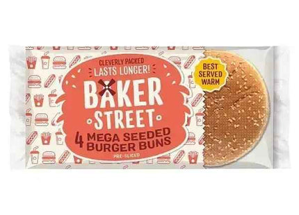 Baker Street 4 Mega Seeded Burger Buns Pre-Sliced