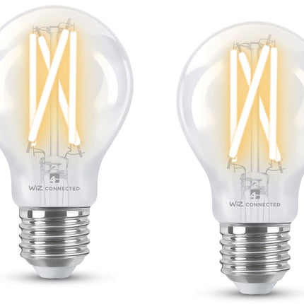 4lite WiZ Connected A60 Filament Clear WiFi LED Smart Bulb - E27 Large Screw