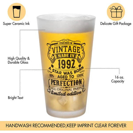 Beer Glass Set 2pcs Vintage 1962 1992 480ml 16oz Premium Pint Glasses