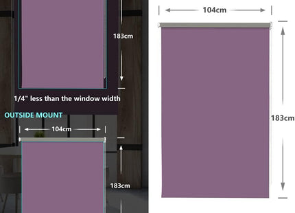 Blackout Waterproof Roller Blind Thermal UV Protection 104x183cm LUCKUP