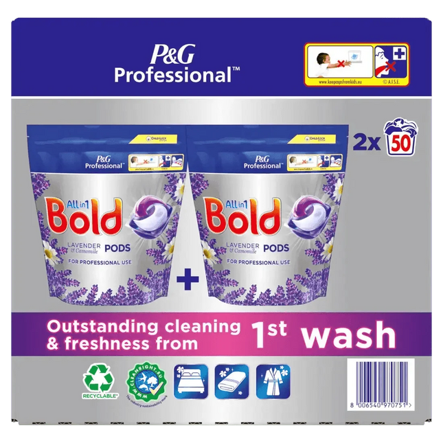 Bold Professional All-In-1 Pods Washing Liquid Laundry Detergent Capsules Lavender and Camomile, 100