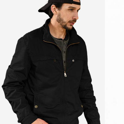 Mens Cotton Harrington Jacket Classic Lightweight Coat Black XXL WenVen