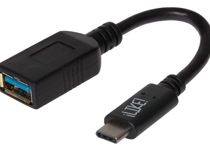 Maplin USB-C to USB-A 3.1 Gen 1 Female Adapter - Black, 14cm