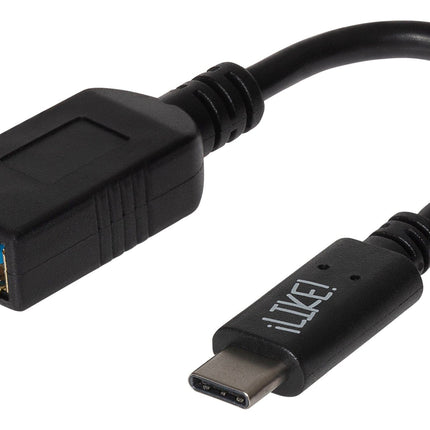 Maplin USB-C to USB-A 3.1 Gen 1 Female Adapter - Black, 14cm