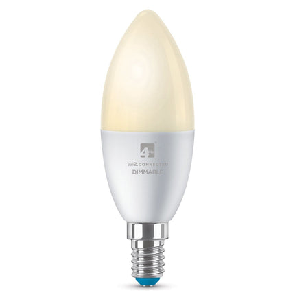 4lite WiZ Connected C37 Candle Dimmable Warm White WiFi LED Smart Bulb - E14 Small Screw