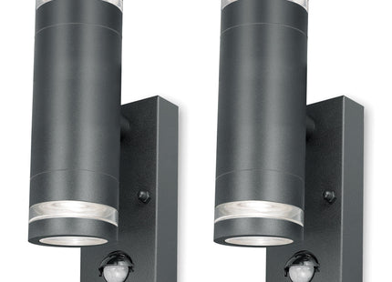 4lite Marinus GU10 Bi-Directional Outdoor Wall Light with PIR - Anthracite