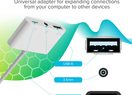 Maplin USB-C Multiport Hub USB-C to USB-A 3.0 / 3.5mm Jack / USB-C Charge Port