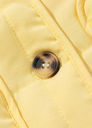 Autumn Women Clothing Yellow Quilted Cotton Plaid Cotton Clothing Cotton Coat