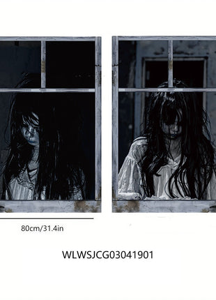 3D Holiday Window Cover Witch Halloween Window Cover