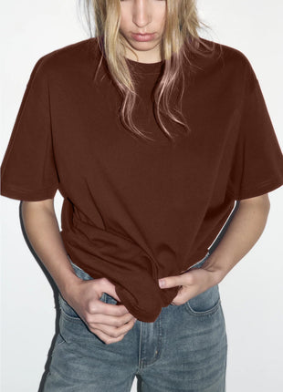 Arrival Cotton Crew-Neck Solid-Color Versatile T-Shirt