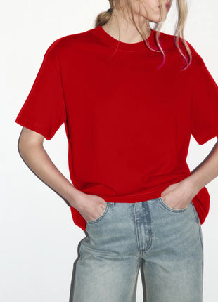 Arrival Cotton Crew-Neck Solid-Color Versatile T-Shirt