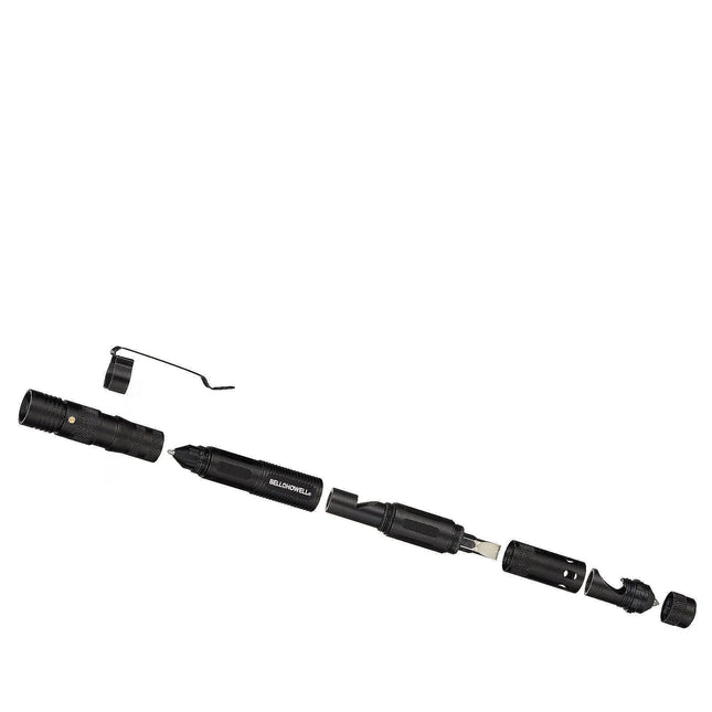 9-in-1 Multi-Function Writing Pen with LED Torch Screwdriver Whistle Great Gift