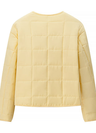 Autumn Women Clothing Yellow Quilted Cotton Plaid Cotton Clothing Cotton Coat