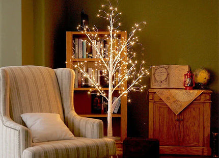 Pre Lit Birch Christmas Tree 6FT with 250 Warm White LED Lights EAMBRITE