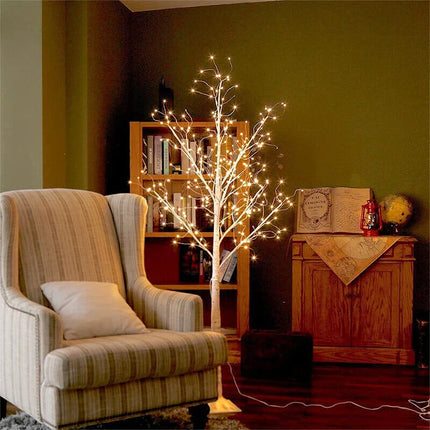 Pre Lit White Birch Tree 6FT with 288 Warm White LED Lights Waterproof EAMBRITE