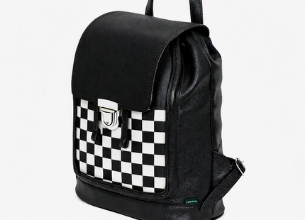 Soft Leather Backpack - Black & White Checkerboard