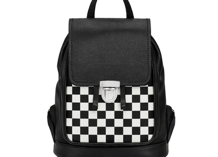 Soft Leather Backpack - Black & White Checkerboard