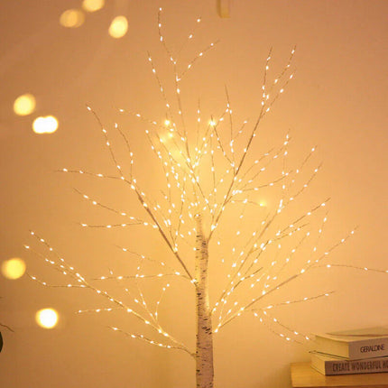 Pre Lit White Birch Tree 6FT with 288 Warm White LED Lights Waterproof EAMBRITE
