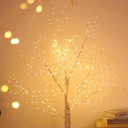 Pre Lit White Birch Tree 6FT with 288 Warm White LED Lights Waterproof EAMBRITE