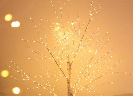 Pre Lit Birch Christmas Tree 6FT with 250 Warm White LED Lights EAMBRITE