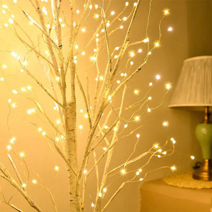 Pre Lit White Birch Tree 6FT with 288 Warm White LED Lights Waterproof EAMBRITE