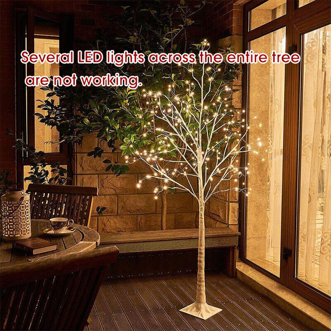 Pre Lit White Birch Tree 6FT with 288 Warm White LED Lights Waterproof EAMBRITE