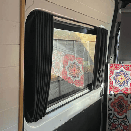 For Vauxhall Movano Premium Window Curtains - Black/Black - Custom Bundle Option | Van-X