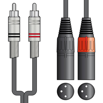 Citronic Twin 2 x RCA Plugs to 2 x XLR Male Cable 1.5m