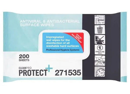 CleanPro Protect Antiviral & Antibacterial Surface Wipes 200 Sheets