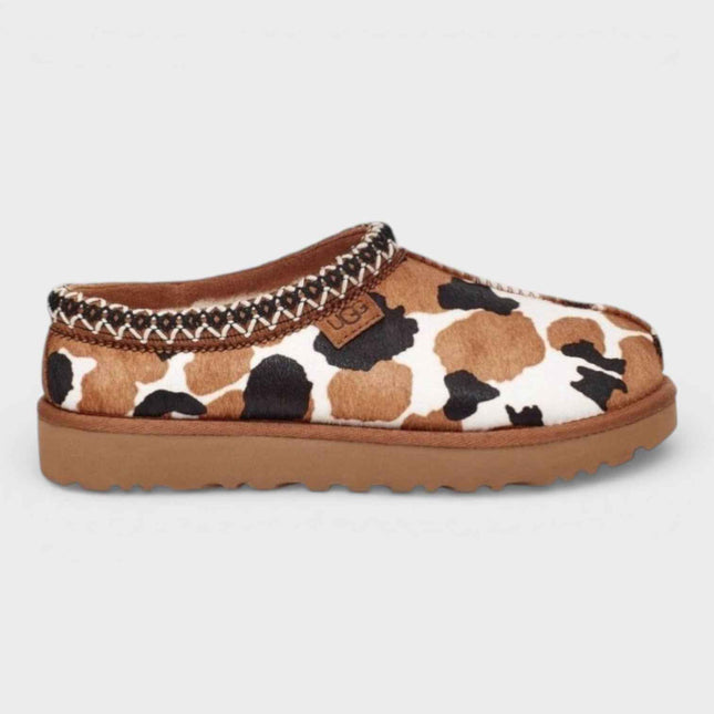 Tasman Cowprint Slipper Brown