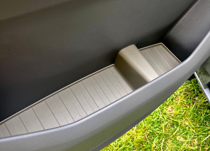 For MAN TGE / VW Crafter New Shape Door Pocket Rubber Liner Inserts Grey | Anti-Rattle Door Mats | Van-X