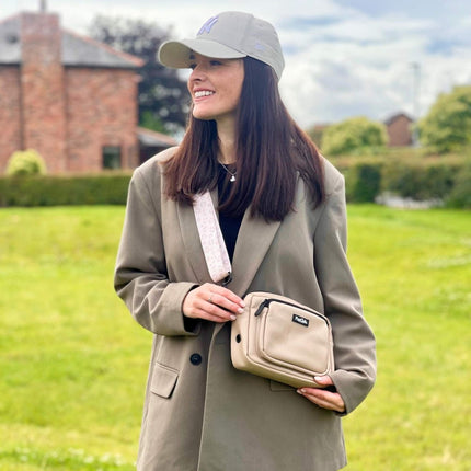 Crossbody Dog Walking Bag - Vegan Leather Tan