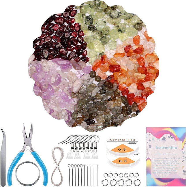 Jewellery Making Kit with Gemstone Crystals chips for 5mm-8mm with Tools