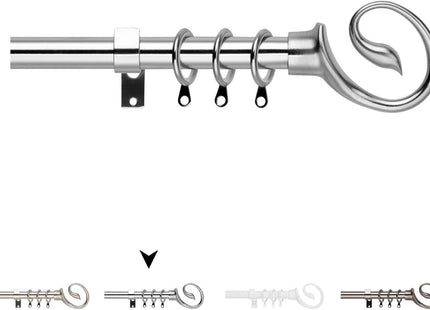 Curtain Pole Adjustable Length 130-240cm Chrome Ø16/19mm