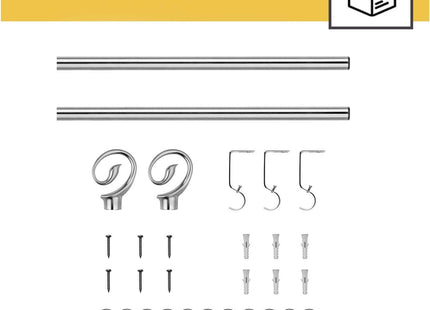 Curtain Pole Adjustable Length 130-240cm Chrome Ø16/19mm